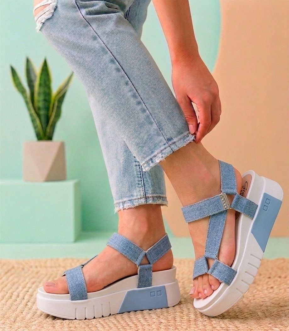 GALIA SANDALIA CELESTE JEAN*