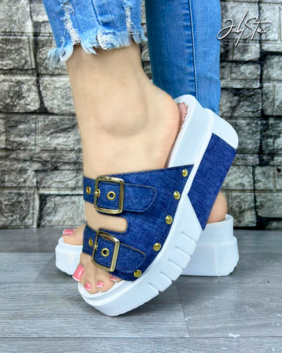 AISHA AZUL JEANS /PL BLANCA ALTO*