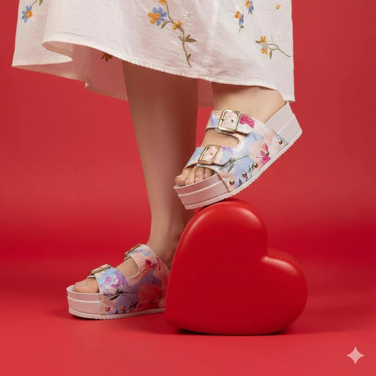 AISHA PLATAFORMA ROSA FLOREADO*