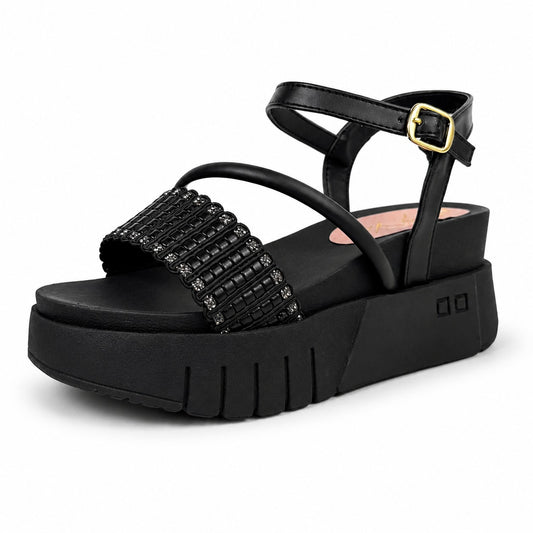 MILETH SANDALIA NEGRO BRILLO*