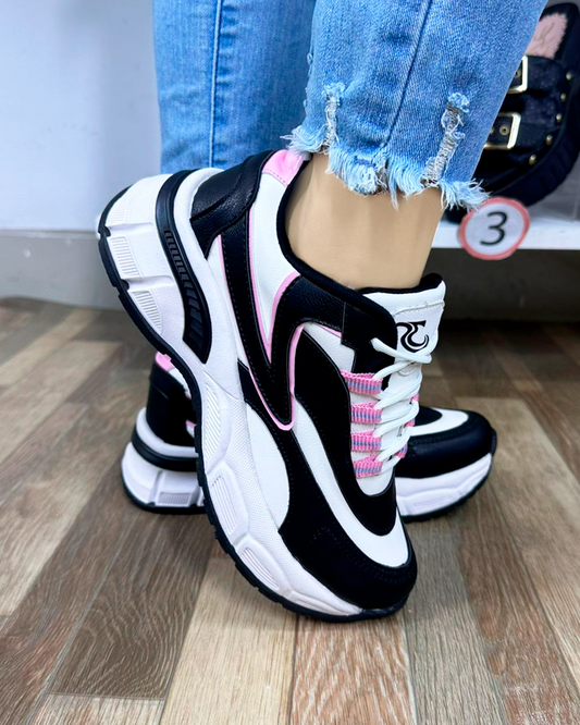 PIA ZAPATILLA NEGRO ROSA*